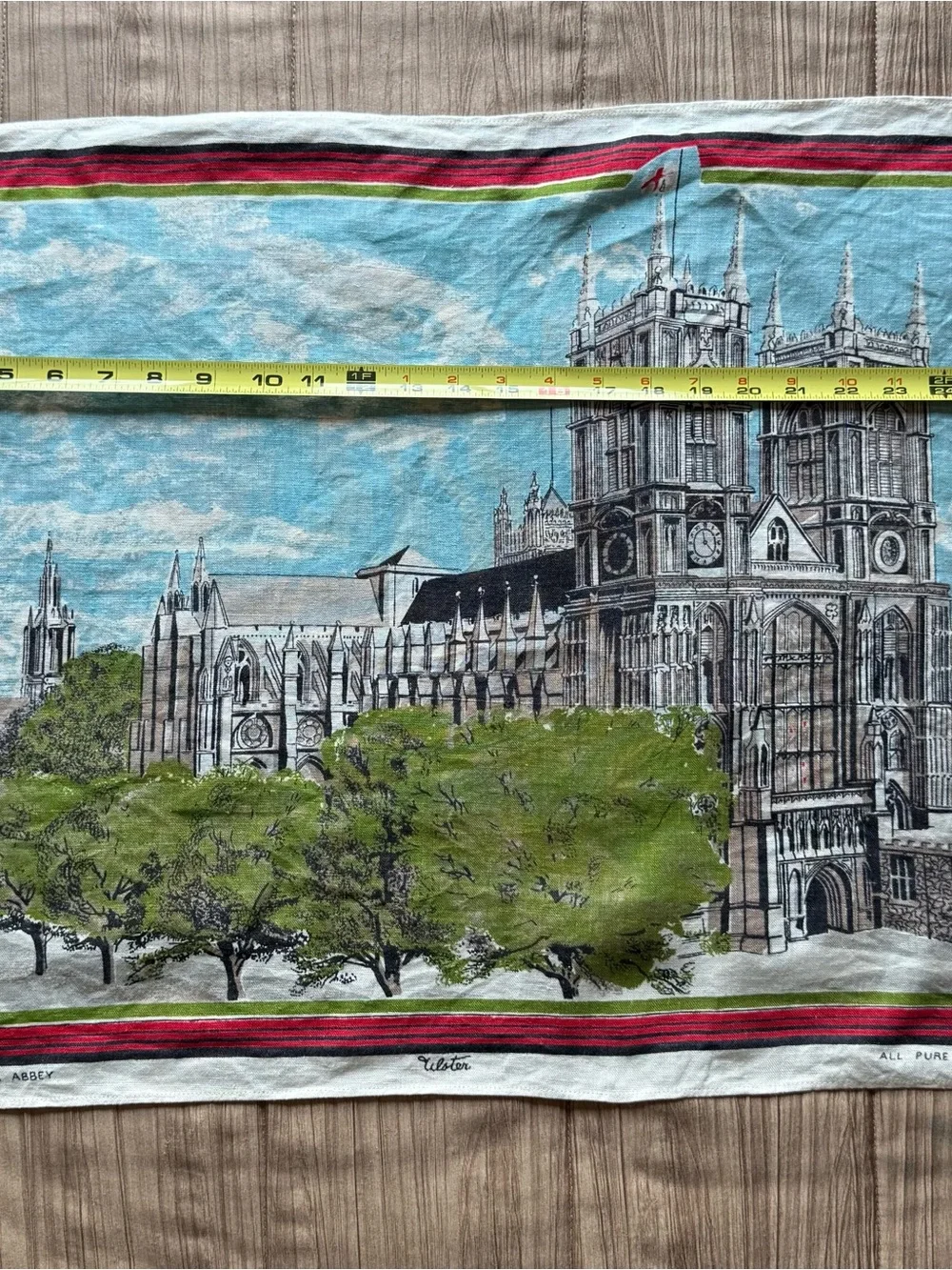 Vintage Ulster Irish Linen Westminster Abbey Souvenir Tea Towel 30”x20” EUC
